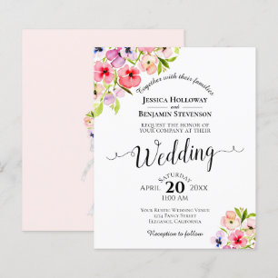 Colourful Pansies Elegant BUDGET Wedding Invitatio