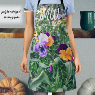 Colourful pansies in a summer country garden apron