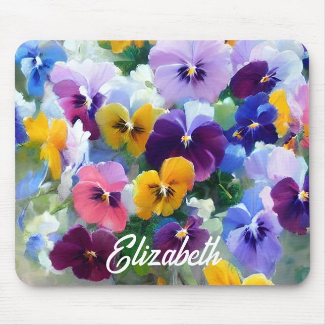 Colourful Pansies  Mouse Mat (Front)