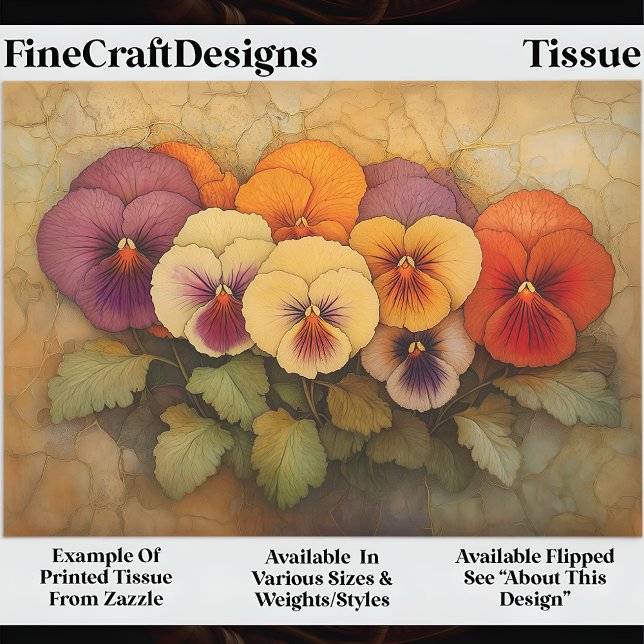 Colourful Pansies on Aged Background EF9R Decoupag Tissue Paper (Creator Uploaded)