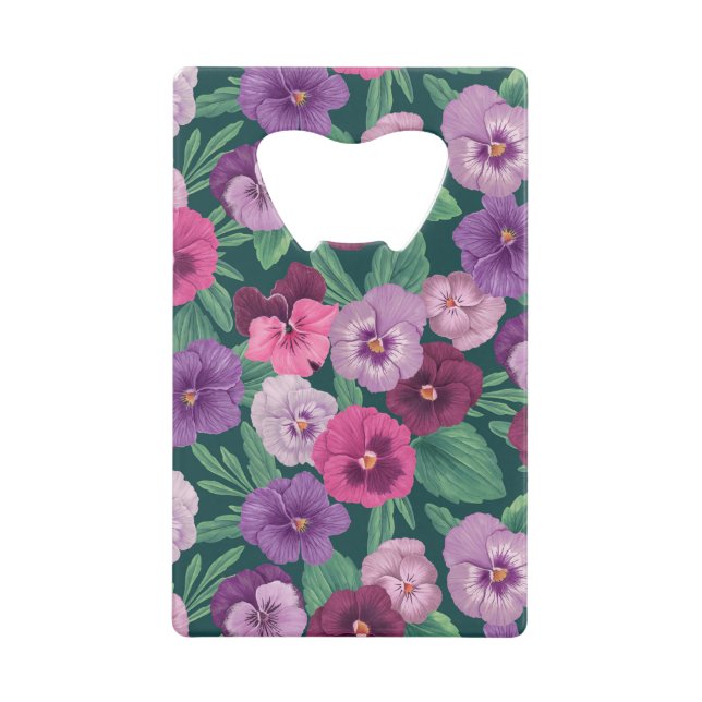 Colourful pansies on dark greenish blue (Front)