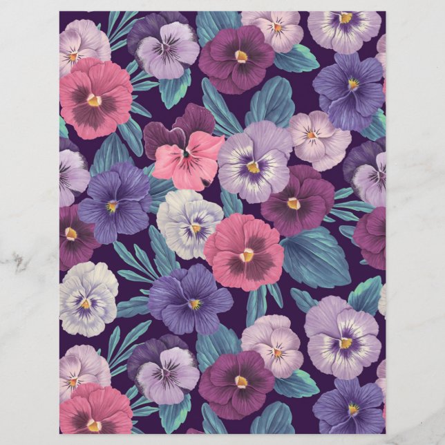 Colourful pansies on deep violet (Front)