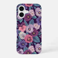 Colourful pansies on deep violet