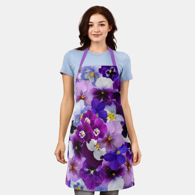 Colourful Pansies, Pretty Flowers, Apron (Worn)