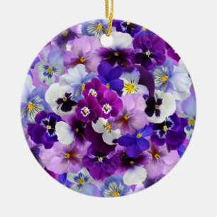 Colourful Pansies, Pretty Flowers, Ceramic Tree Decoration