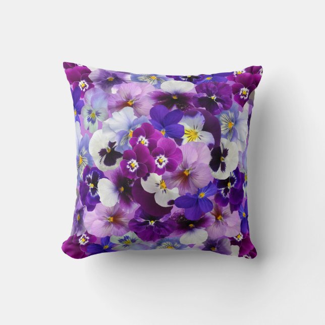 Colourful Pansies, Pretty Flowers, Cushion (Front)