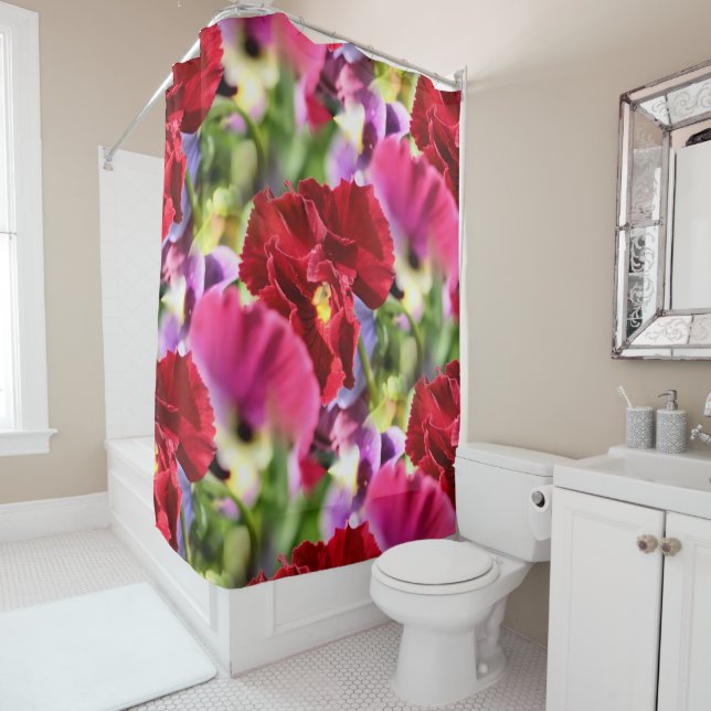 Colourful pansies shower curtain (In Situ)