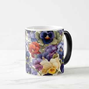 Colourful Pansy Floral Seamless Flower Magic Mug