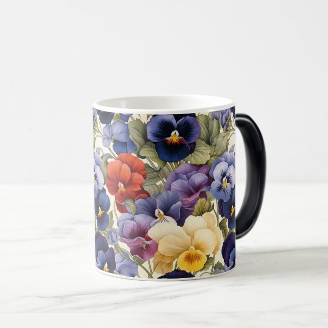 Colourful Pansy Floral Seamless Flower Magic Mug (Front Right)