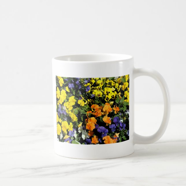 colourful pansy flowers coffee mug (Right)