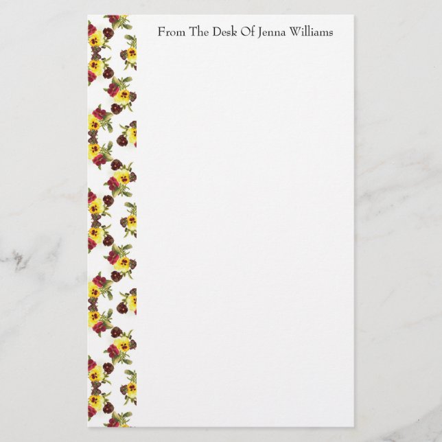 Colourful Pansy Pattern Stationery (Front)