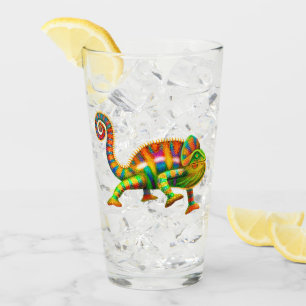 Colourful Panther Chameleon Lizard Glass Tumbler
