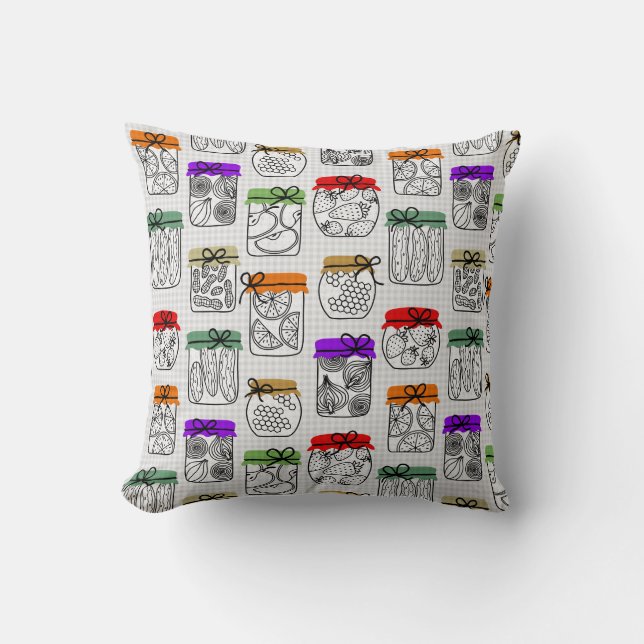 Colourful Pantry Jars Cushion (Front)