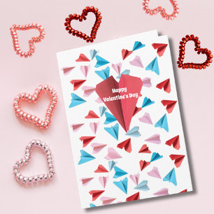 Colourful Paper Aeroplane Custom Heart Photo cute Holiday Card
