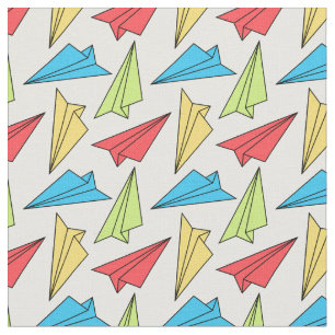 Colourful Paper Aeroplanes Pattern Fabric