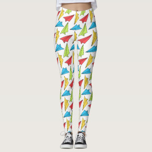 Colourful Paper Aeroplanes Pattern Leggings