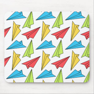 Colourful Paper Aeroplanes Pattern Mouse Mat