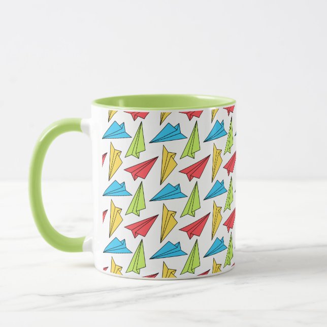 Colourful Paper Aeroplanes Pattern Mug (Left)