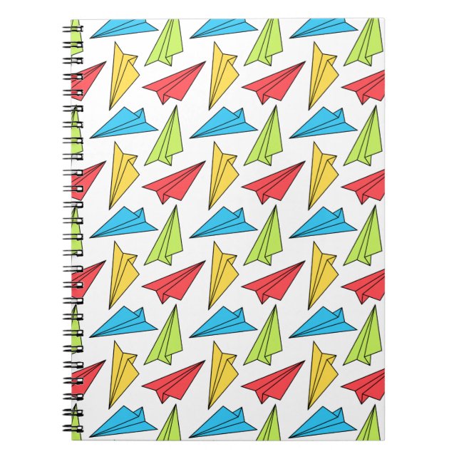 Colourful Paper Aeroplanes Pattern Notebook (Front)
