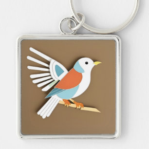 Colourful Paper Art of Bird Key Ring