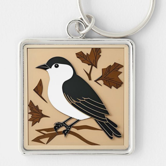 Colourful Paper Art of Bird Key Ring (Front)