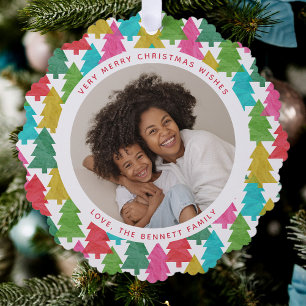 Colourful Paper Christmas Trees 2 Photo  Tree Decoration Card