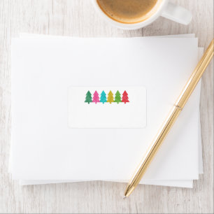 Colourful Paper Christmas Trees Blank Address Label