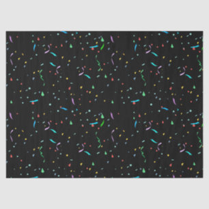 Colourful Paper Confetti on Black Tissue Paper