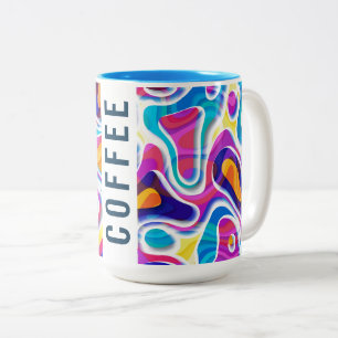 Colourful paper cutout abstract pattern Two-Tone coffee mug