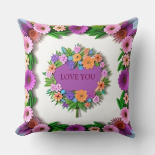 Colourful Paper Flower Frame Cushion