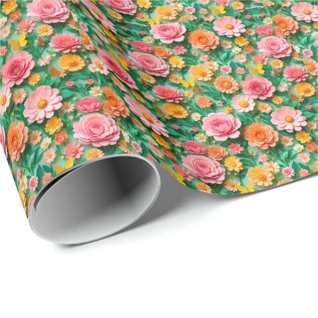 Colourful Paper Flowers and Butterflies (Roll Corner)