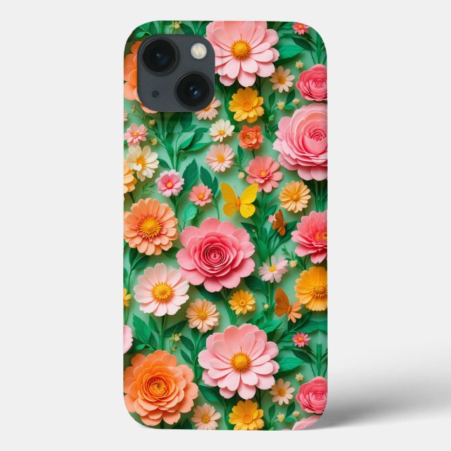 Colourful Paper Flowers and Butterflies Case-Mate iPhone Case (Back)
