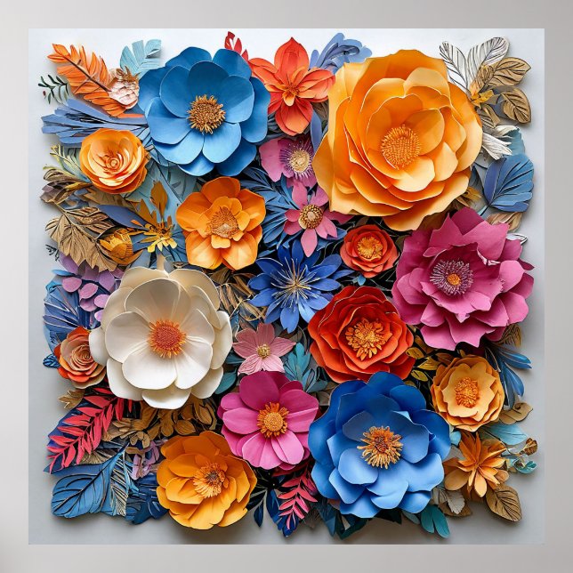 Colourful Paper Flowers Poster (Front)