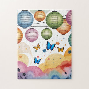 Colourful Paper Lanterns & Butterflies Jigsaw Puzz Puzzle