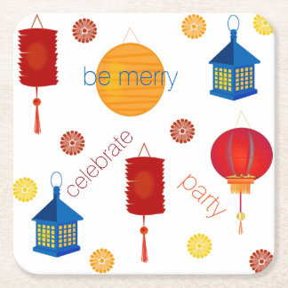 Colourful Paper Lanterns Custom Paper Coasters