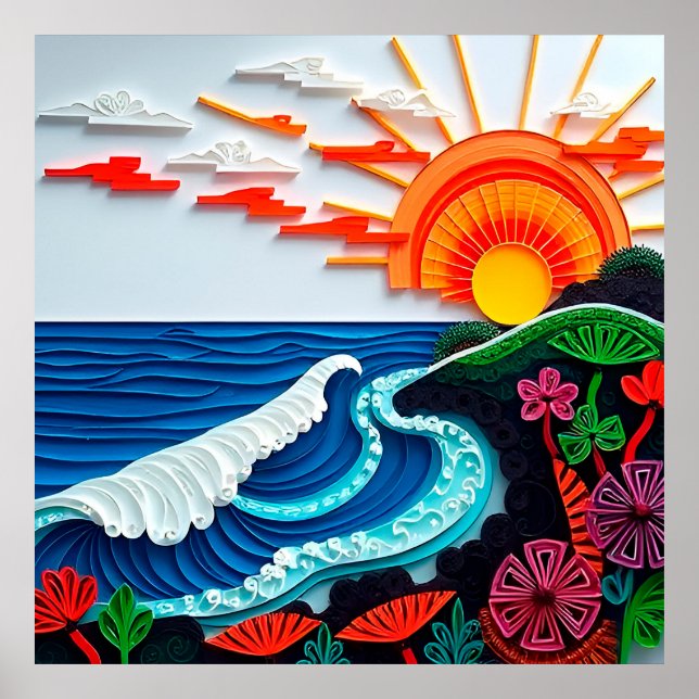 Colourful Paper Quilling Artwork Poster (Front)