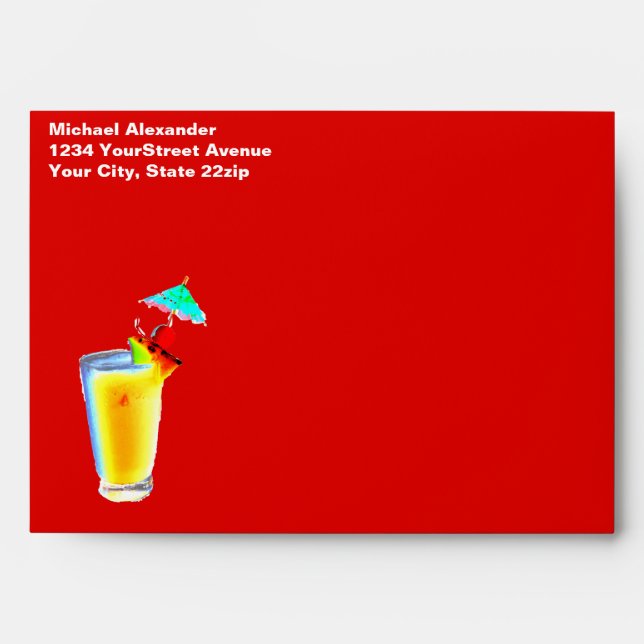 Colourful Paper Umbrella Cocktails Envelopes (Front)