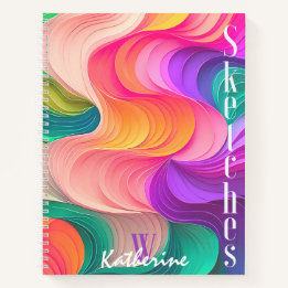 Colourful Paper Waves Abstract Pattern Sketchbook Notebook