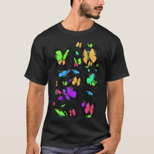 Colourful Papillon Cute Butterfly Zebra Pattern Pu T-Shirt