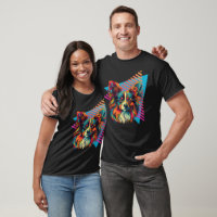 Colourful Papillon dog 80s style
