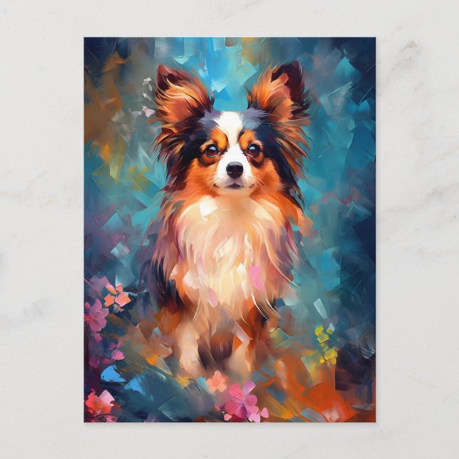 Colourful Papillon dog Postcard (Front)