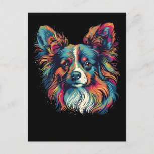 Colourful Papillon dog Postcard