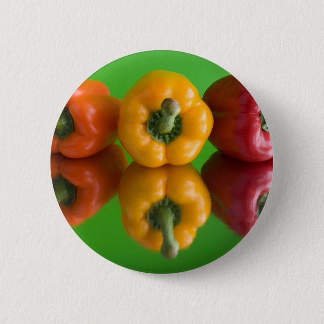 colourful paprika 6 cm round badge (Front)