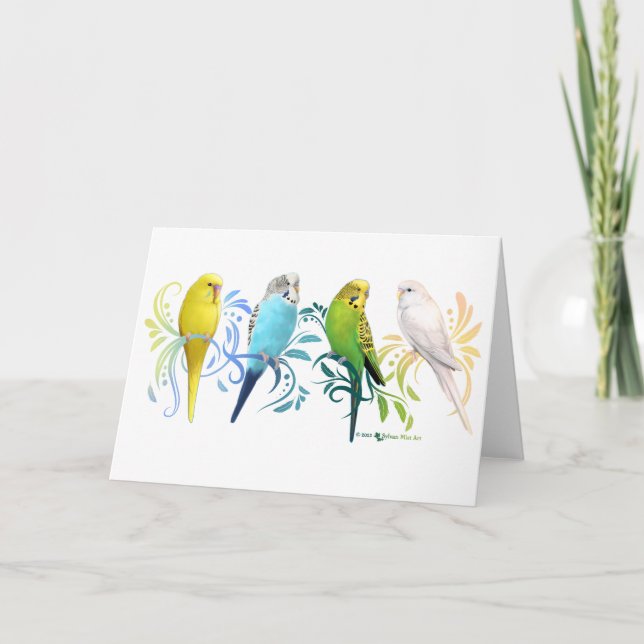 Colourful Parakeets Thank You Card (Front)