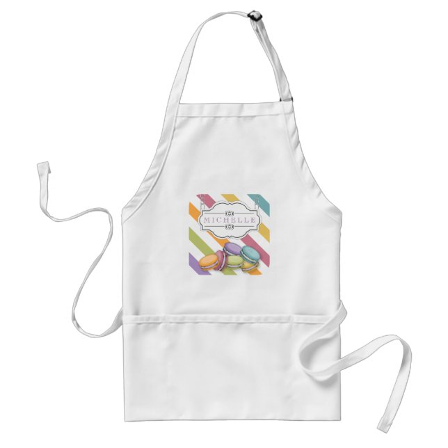Colourful Paris Macarons Eiffel Tower Monogram Standard Apron (Front)