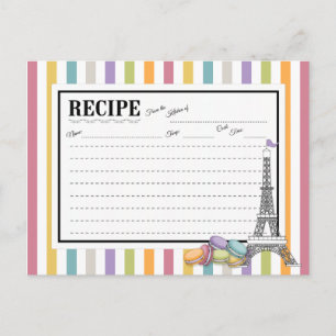 Colourful Paris Macarons Eiffel Tower Recipe Card