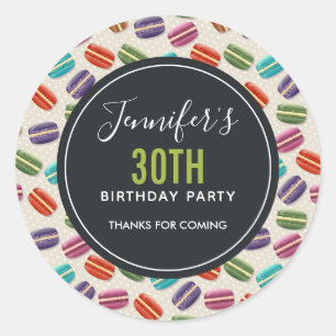 Colourful Parisian Macarons Pattern Birthday Thank Classic Round Sticker