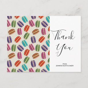 Colourful Parisian Macarons Pattern Birthday Thank Postcard