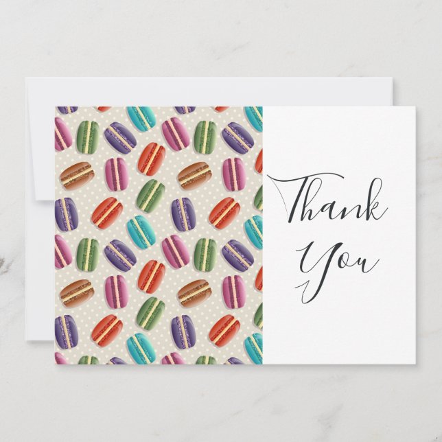 Colourful Parisian Macarons Pattern Birthday Thank You Card (Front)