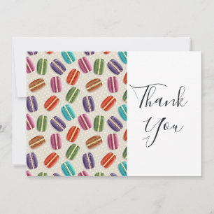 Colourful Parisian Macarons Pattern Birthday Thank You Card